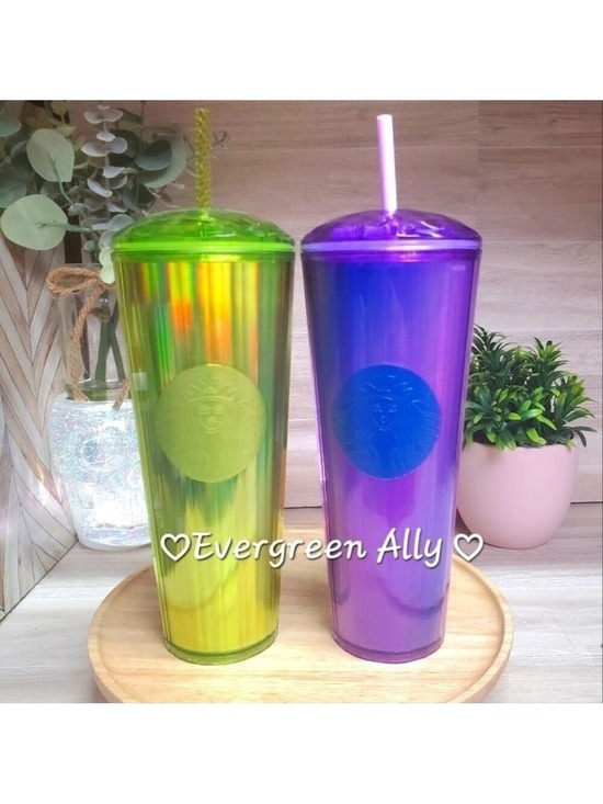 Starbucks Accessories - Starbucks Halloween Colored Dome Tumblers Venti 24oz Purple and Slime Green 💜💚